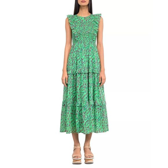 Banjanan Iris Tiered Ruffled Dress, Organic Cotton, NWT, Size L - Picture 3 of 9